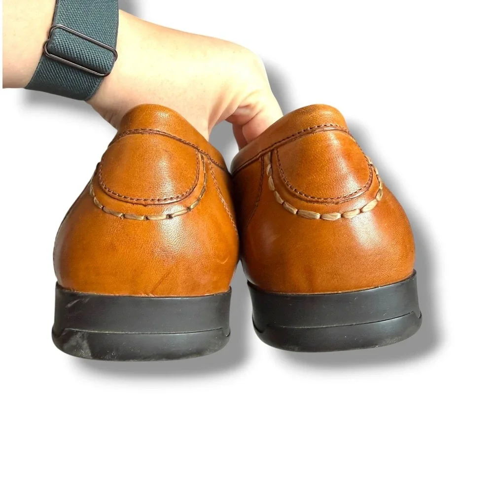 Hush Puppies Loafers Mens 13 Tan Brown Leather Kiltie Tassel Moc Toe Slip On